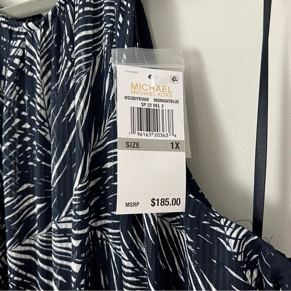 NWT Michael Kors Palm Print Halter Neck Dress - Picture 9 of 13